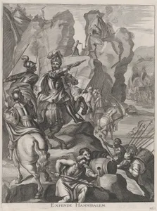 Plate 15: Ferdinand as Hannibal crossing the Alps; from Guillielmus Becanus's 'Serenissimi Principis Ferdinandi, Hispaniarum Infantis...'
