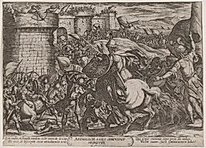 Plate 15: The Death of Abimelech, from 'The Battles of the Old Testament' by Antonio Tempesta|Nicolaus van Aelst