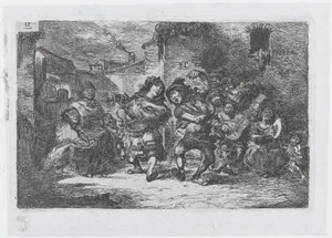 Plate 17: street musicians and dancing figures, from the series of customs and pastimes of the Spanish people