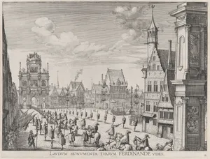 Plate 18: Procession of the Spanish Prince Ferdinand into the city of Ghent, January 28, 1635; from Guillielmus Becanus's 'Serenissimi Principis Ferdinandi, Hispaniarum Infantis...'