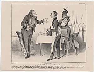 Plate 19: Robert Macaire at the restaurant, from 'Caricaturana,' published in Les Robert Macaires by Aubert et Cie|Charles Philipon|Aubert et Cie|Junca|Honoré Daumier