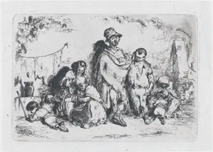 Plate 2: a group of people in the street, possibly beggars, from the series of customs and pastimes of the Spanish people