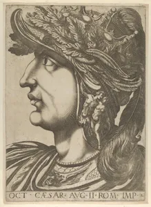 Plate 2: Octavius in profile to the left, from 'The Twelve Caesars'