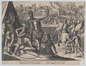Plate 2: The city of Rome taken by Constable of Bourbon, from the Triumphs of Charles V