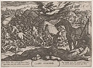 Plate 21: The Angel of the Lord Vanquishing the Army of Sennacherib, from 'The Battles of the Old Testament' by Antonio Tempesta|Nicolaus van Aelst