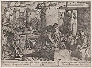 Plate 24: The Israelites Rebuilding the Walls of Jerusalem, from 'The Battles of the Old Testament' by Antonio Tempesta|Nicolaus van Aelst