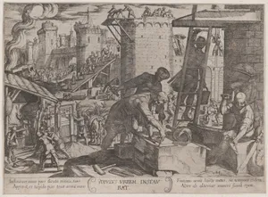 Plate 24: The Israelites Rebuilding the Walls of Jerusalem, from 'The Battles of the Old Testament'