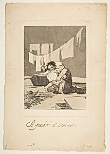 Plate 25 from 'Los Caprichos': If he broke the pot (Si quebró el cantaro.) by Goya (Francisco de Goya y Lucientes)