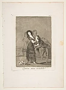 Plate 27 from "Los Caprichos": Which of them is the more overcome? (Quien mas rendido?) by Goya (Francisco de Goya y Lucientes)