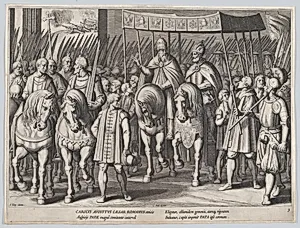 Plate 3: Charles V Crowned Emperor entering Rome with the Pope, from the Triumphs of Charles V by Cornelis Boel|Antonio Tempesta