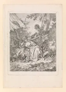 Plate 3: Shepherd tickling a sleeping Shepherdess with a piece of straw, from Troisieme Livre de Sujets et Pastorales (Third Book of Subjects and Pastorals)