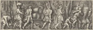 Plate 3: various figures transporting materials, walking to the right