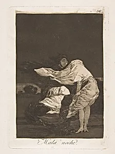 Plate 36 from "Los Caprichos": A bad night (Mala noche) by Goya (Francisco de Goya y Lucientes)