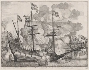 Plate 38: Triumphal ship with the city of Ghent in the background; from Guillielmus Becanus's 'Serenissimi Principis Ferdinandi, Hispaniarum Infantis...'