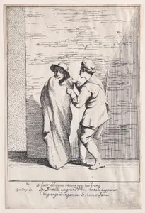 Plate 4: Bertoldo stuffed in a sack, from "Bertoldo, Bertoldino, and Cacasenno"