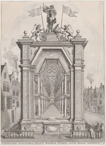 Plate 40: Design for festival architecture honoring the Spanish Prince Ferdinand's triumphal entry into the city of Ghent, January 28, 1635; from Guillielmus Becanus's 'Serenissimi Principis Ferdinandi, Hispaniarum Infantis...'