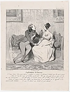 Plate 45: Exploitation of love, from 'Caricaturana,' published in Les Robert Macaires by Charles Philipon|Junca|Aubert et Cie|Honoré Daumier|Aubert et Cie