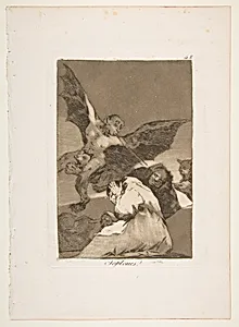 Plate 48 from "Los Caprichos": Tale-Bearers--Blasts of Wind (Soplones) by Goya (Francisco de Goya y Lucientes)