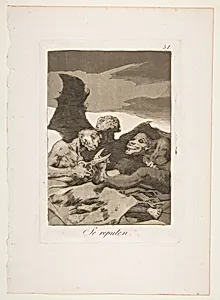 Plate 51 from "Los Caprichos": They spruce themselves up (Se repulen) by Goya (Francisco de Goya y Lucientes)