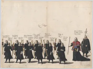 Plate 54: The pages marching in the funeral procession of Archduke Albert of Austria; from 'Pompa Funebris ... Alberti Pii'