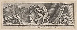 Plate 6: Jacob Wrestling with the Angel, from Genesis 32, after a lost fresco in the basamento of Bay 6 of the Vatican Loggia by Pietro Santi Bartoli|Giovanni Giacomo De Rossi|Raphael (Raffaello Sanzio or Santi)