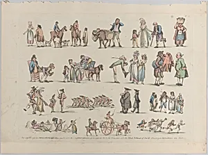 Plate 6, Outlines of Figures, Landscapes and Cattle...for the Use of Learners by S. W. Fores|Thomas Rowlandson