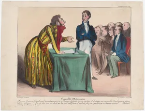 Plate 6: Stockholders' assembly, from 'Caricaturana,' published in Les Robert Macaires