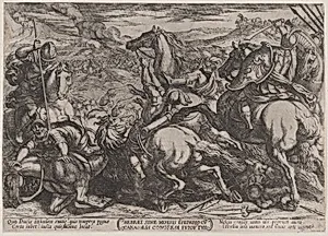 Plate 6: The Israelites Defeated by the Canaanites for Having Disobeyed Moses, from 'The Battles of the Old Testament' by Nicolaus van Aelst|Antonio Tempesta
