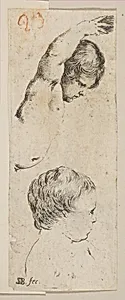 Plate 6: Two studies of children, from "Collection of various doodles and etching proofs" (Recueil de divers griffonnements et preuves d'eauforte) by Stefano della Bella|François Collignon