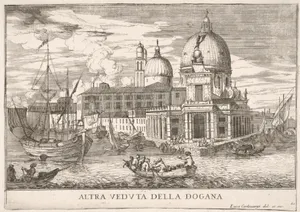 Plate 61: View of the customs house (Dogana da Mar) at the confluence of the Grand Canal and Giudecca Canal, Venice, 1703, from "The buildings and views of Venice" (Le fabriche e vedute di Venezia)