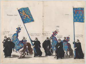 Plate 64: The magistrates of the city of Brussels marching in the funeral procession of Archduke Albert of Austria; from 'Pompa Funebris ... Alberti Pii' by Jacques Francquart|Cornelis Galle I