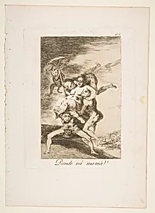 Plate 65 from "Los Caprichos": Where is mom going? (Donde vá mamá?) by Goya (Francisco de Goya y Lucientes)