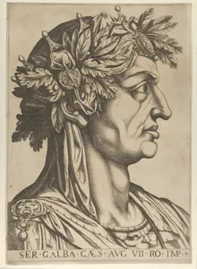 Plate 7: Sergius Galba in profile to the right, from "The Twelve Caesars"