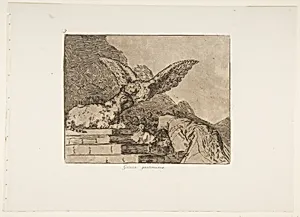 Plate 73 from "The Disasters of War" (Los Desastres de la Guerra): 'Feline pantomime' (Gatesca pantomima) by Goya (Francisco de Goya y Lucientes)