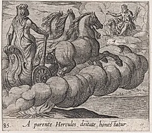 Plate 85: The Immortalization of Hercules (A parente Hercules deitate honestatur), from Ovid's 'Metamorphoses' by Antonio Tempesta