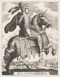Plate 9: Emperor Vitellus on Horseback, from 'The First Twelve Roman Caesars' after Tempesta