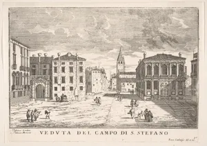 Plate 95: View of Campo Santo Stefano with the Loredan Palace and Morosini Palace, Venice, 1703, from "The buildings and views of Venice" (Le fabriche e vedute di Venezia)