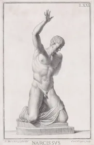 Plate LXXI (71): Narcissus, from "Museum Florentinum" (Statuae antiquae dorum et virorum illustrium)