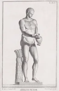 Plate LXXV (75): Male Athlete, from "Museum Florentinum" (Statuae antiquae dorum et virorum illustrium)