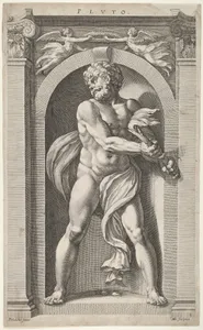 Pluto; on verso sketches of a figure, four heads, and a column