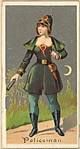 Policeman, from the Occupations for Women series (N166) for Old Judge and Dogs Head Cigarettes by Goodwin & Company