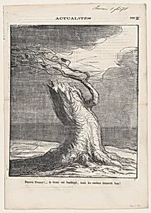 Poor France... the trunk was struck by lightning, but the roots hold fast, from 'News of the day,' published in Le Charivari, February 1, 1871 by Honoré Daumier