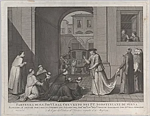 Pope Pius VI taking leave of the Augustinian monks in Siena by Girolamo Carattoni|Pope Pius VI|Giacomo Beys