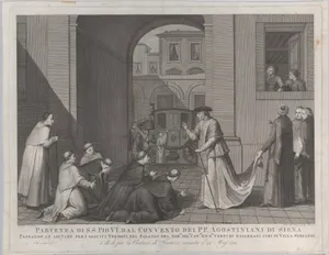 Pope Pius VI taking leave of the Augustinian monks in Siena