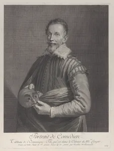 Portrait of a Comedian: portrait of Francesco Andreini holding a mask