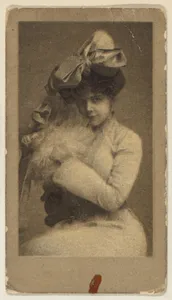 Portrait of a woman wearing a large bow in her hair, from the "Girls" series (T66), issued with Hunter Dog Cigarros by S. Monday & Sons