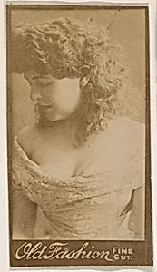 Portrait of actress in profile, from the Actresses series (N664) promoting Old Fashion Fine Cut Tobacco