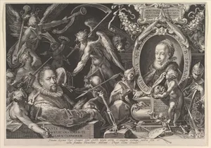Portrait of Bartholomeus Spranger with an Allegory on the Death of his Wife, Christina Muller