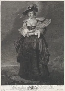 Portrait of Helena Fourment, Rubens' second wife, wearing a fur coat over her shoulders