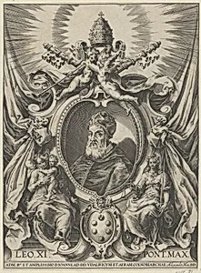Portrait of Pope Leo X in a decorative border by Cherubino Alberti (Zaccaria Mattia)|Alexander Mair